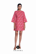 Red Floral Printed Bell Sleeve Dress | Anasua