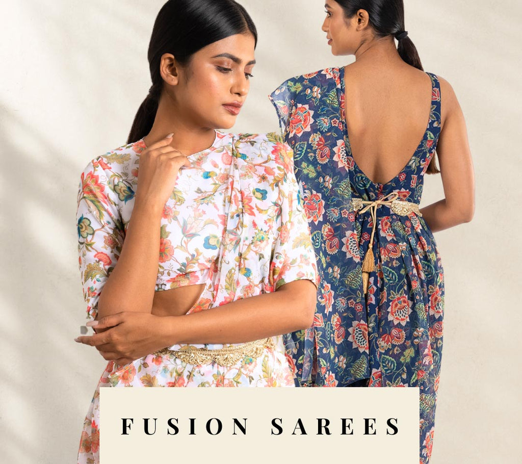 Readymade Sarees Online, Designer Dhoti Saree, Dhoti Saree Shopping, Fusion Saree Designs, Designer Sharara Saree, Dhoti Saree United States, Sharara Saree Canada