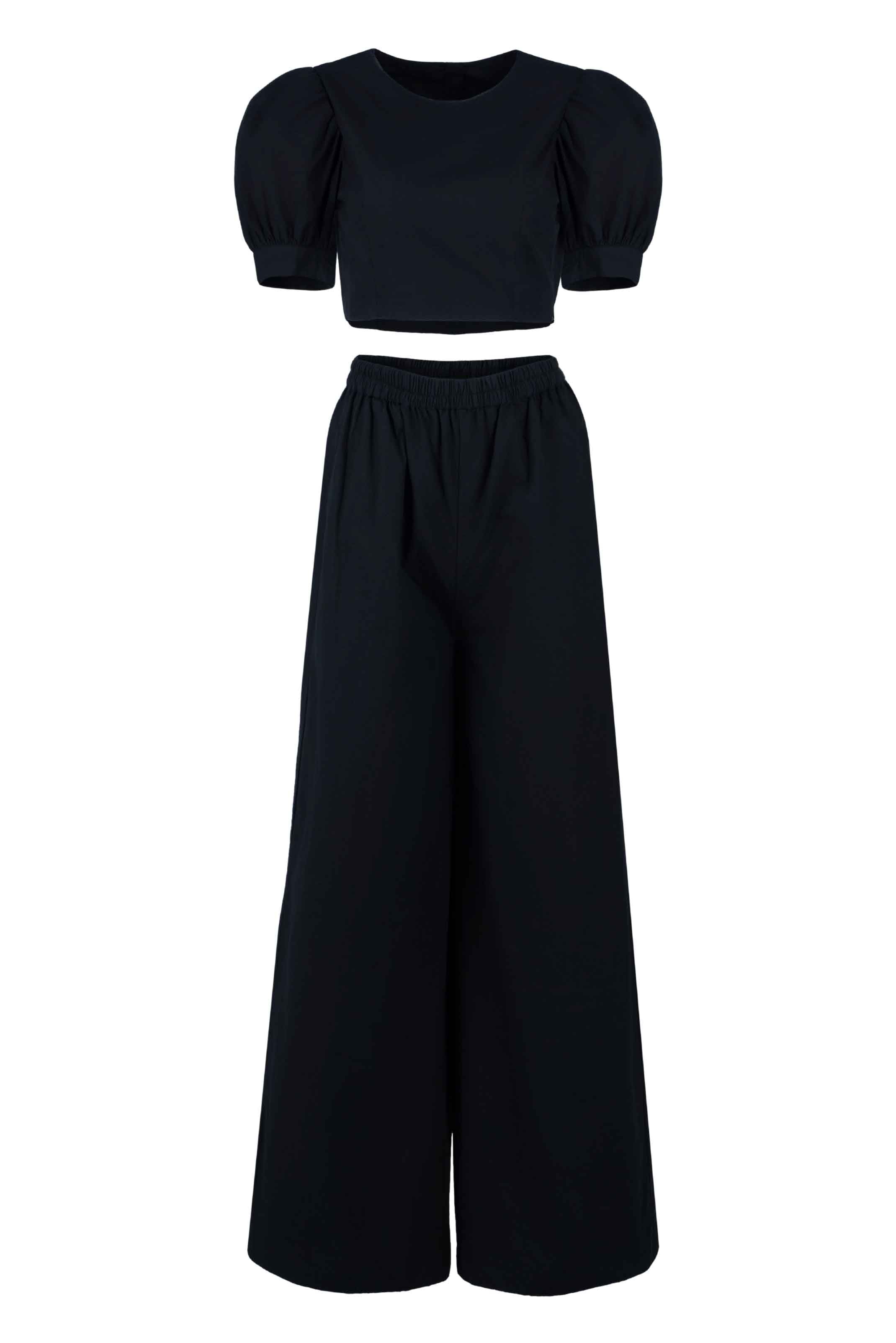 Continuum Puff-Sleeve Crop Top - Anasua 