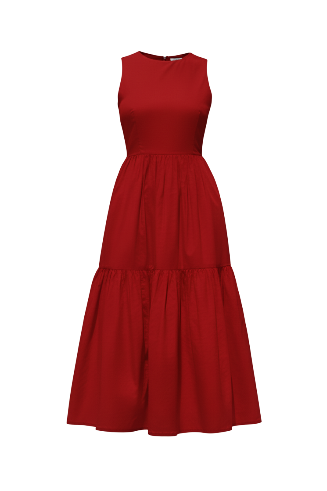 Sienna Red Forme Poplin Cotton Midi Dress