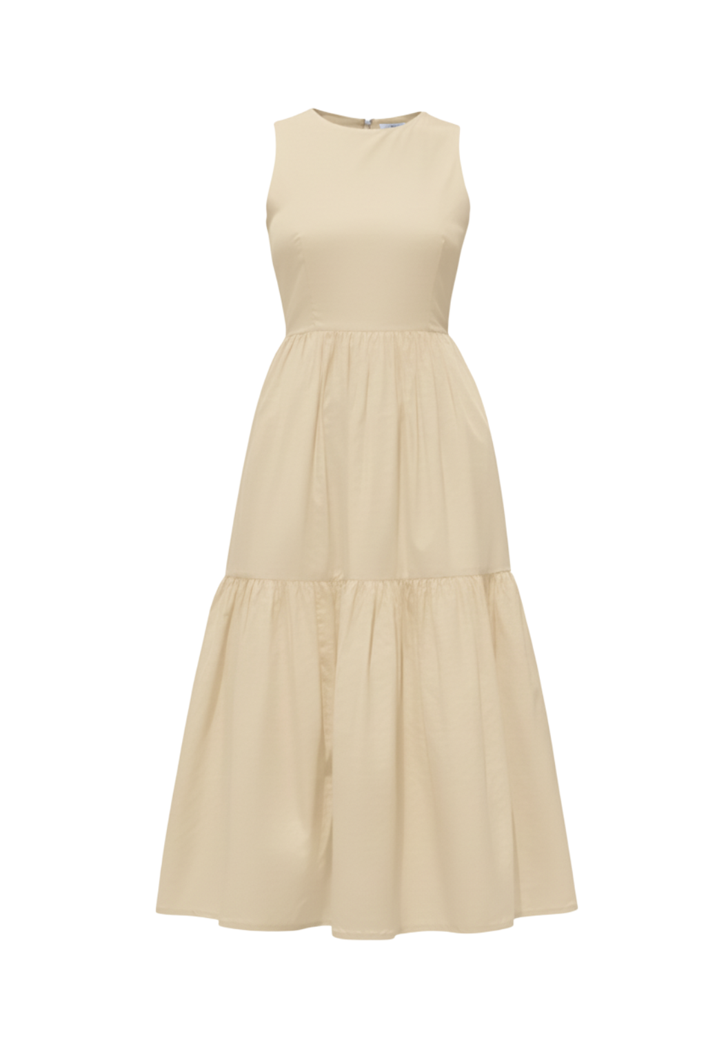 Halo Cream Forme Poplin Cotton Midi Dress