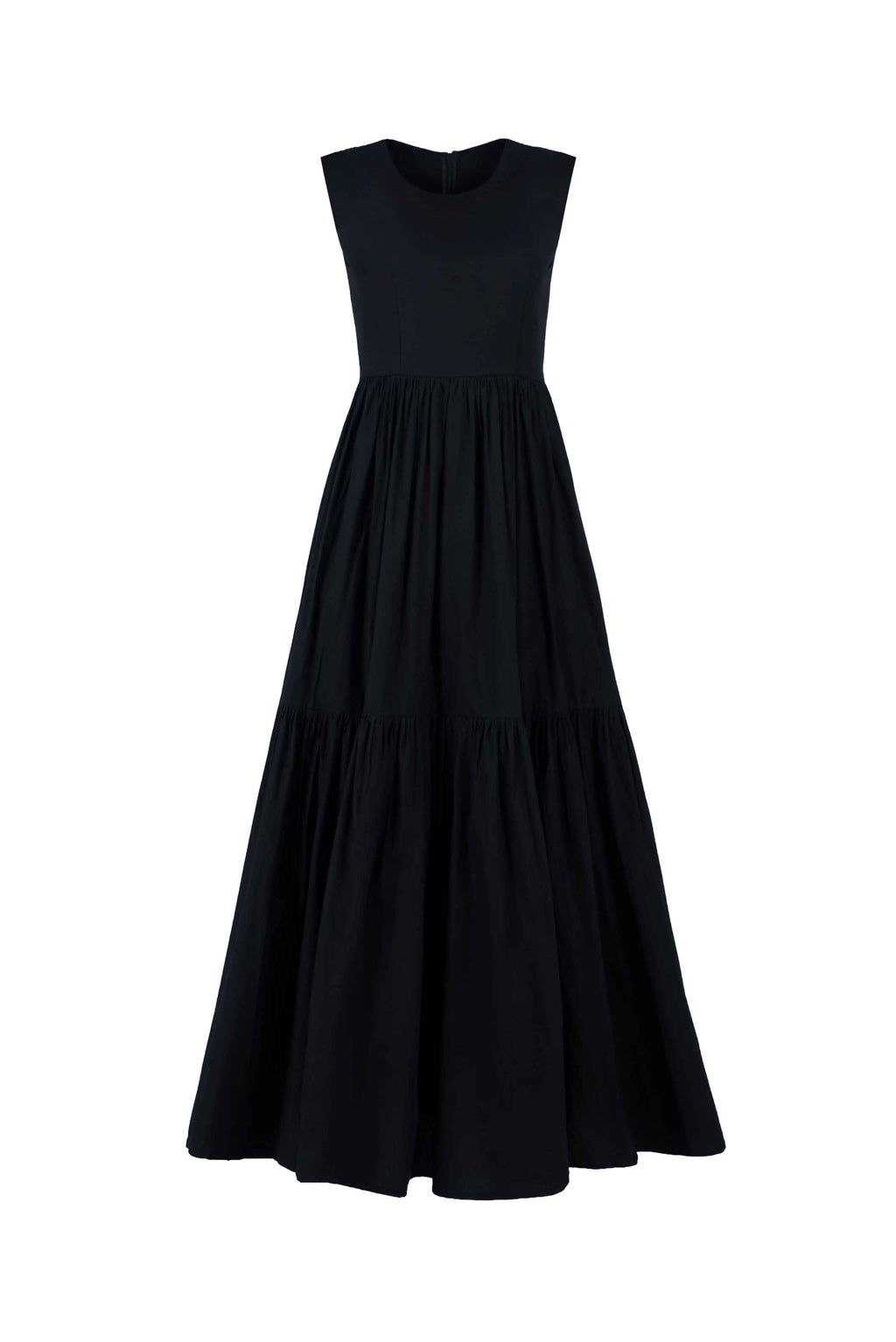 Continuum Poplin Tiered Midi Dress - Anasua 