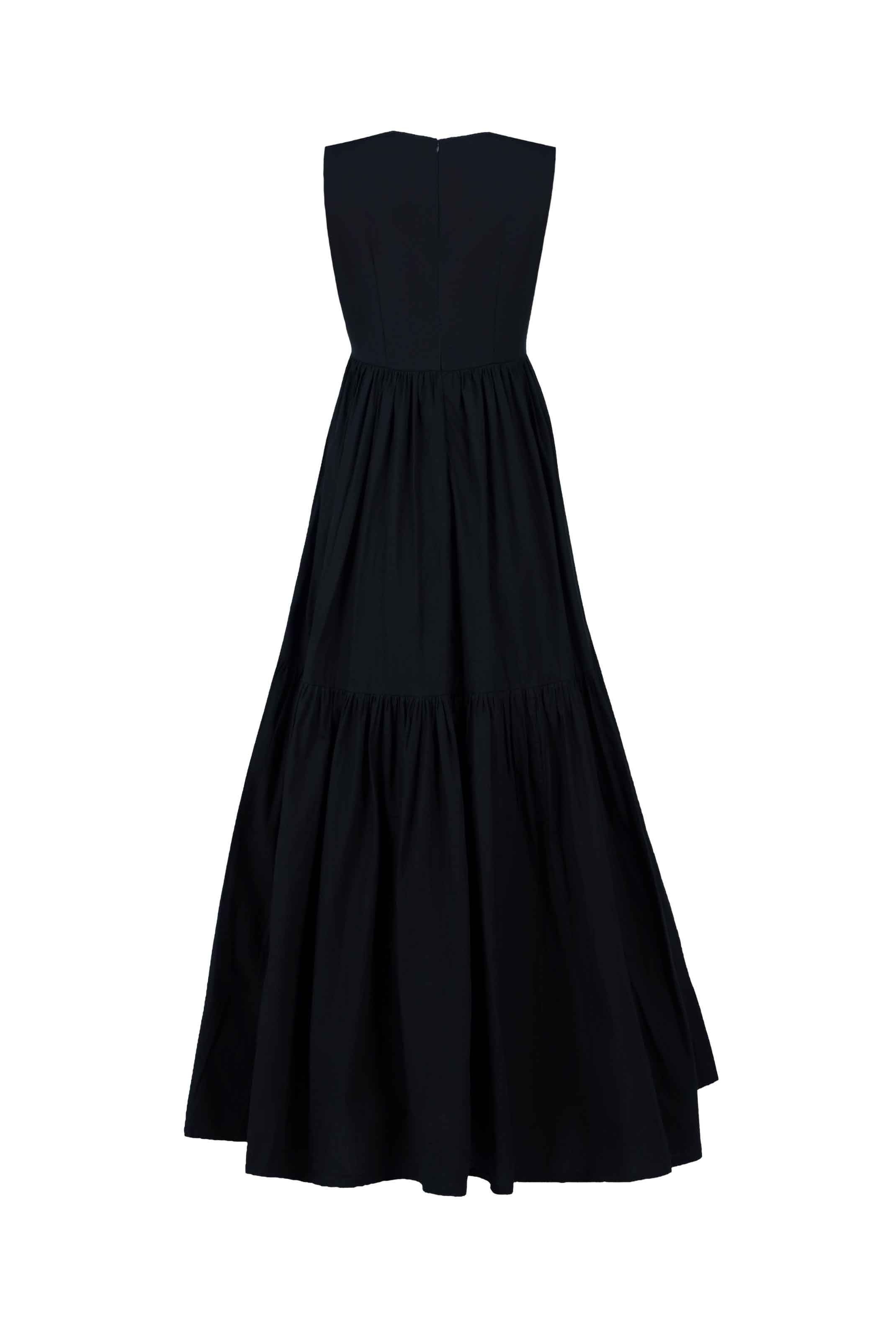 Continuum Poplin Tiered Midi Dress - Anasua 