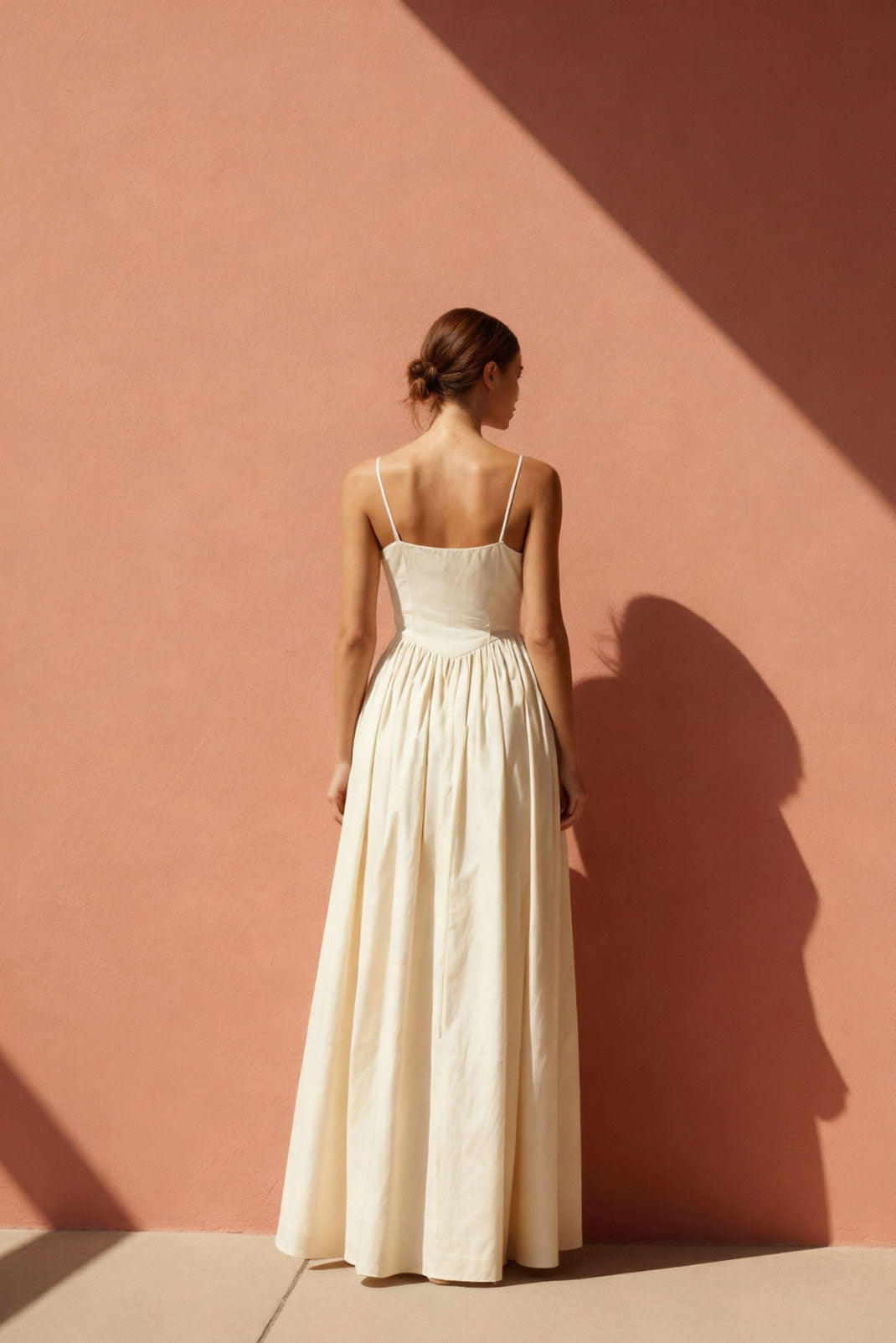 Halo Cream Drop-Waist Maxi Dress