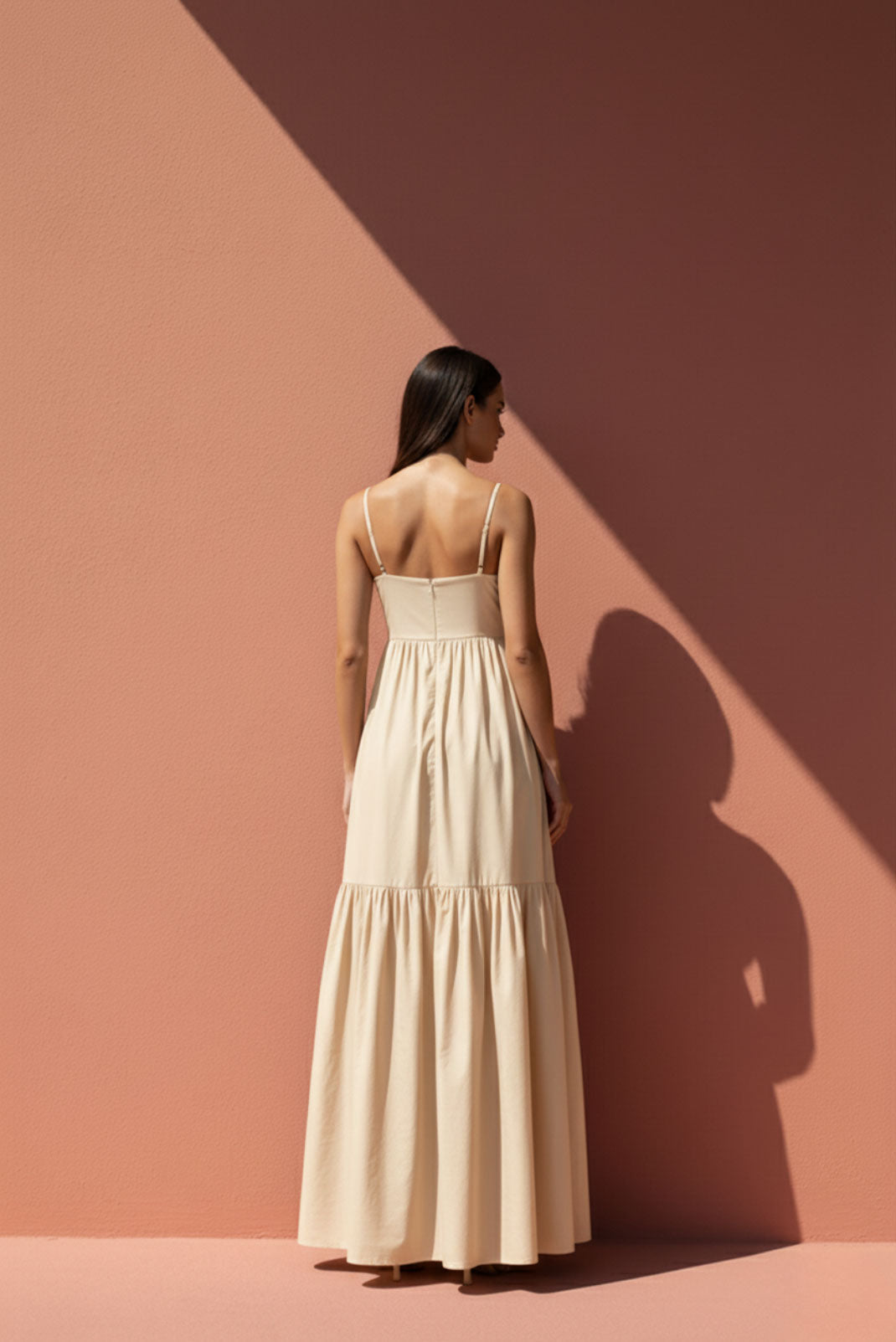Halo Cream Two-Tier Maxi Dress