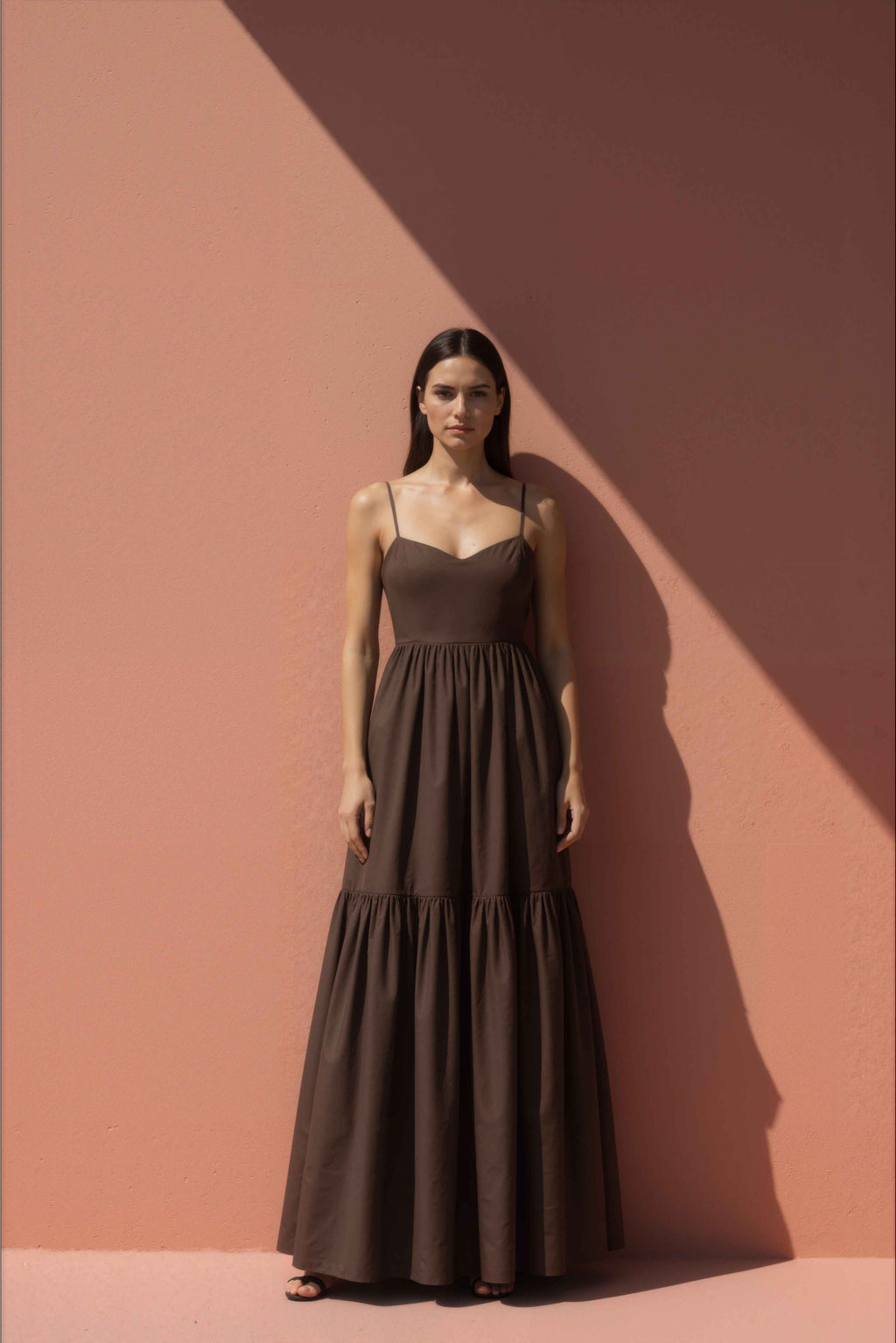 Umber Brown Two-Tier Maxi Dress - Anasua 