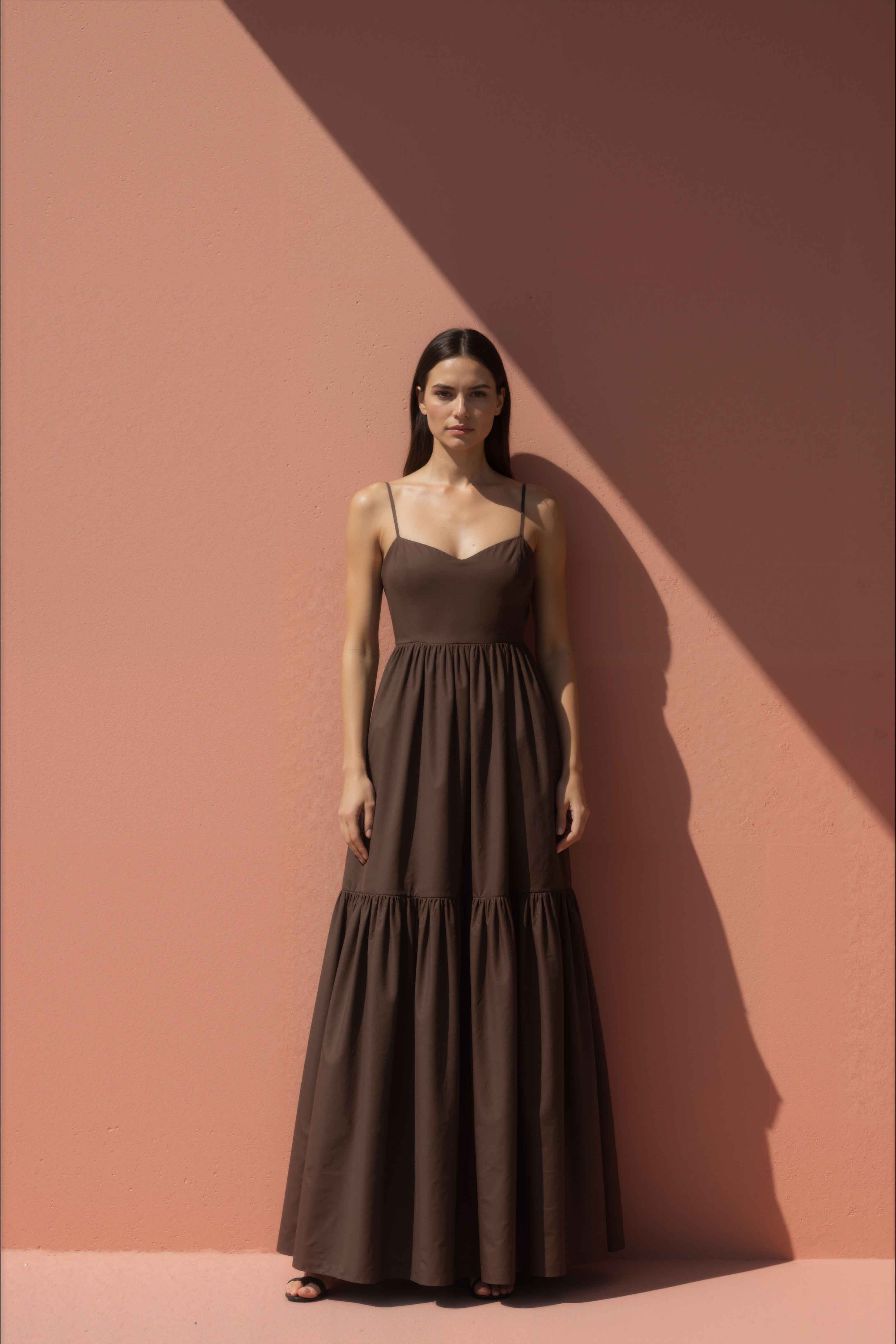 Umber Brown Two-Tier Maxi Dress - Anasua 