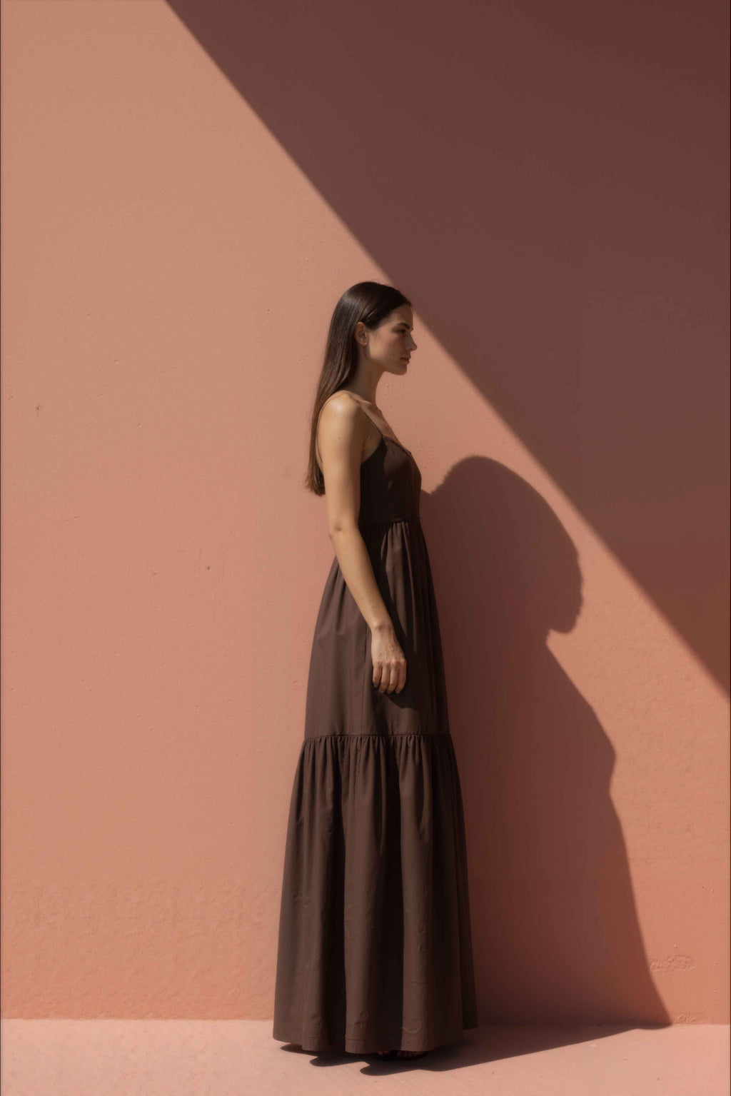 Umber Brown Two-Tier Maxi Dress - Anasua 
