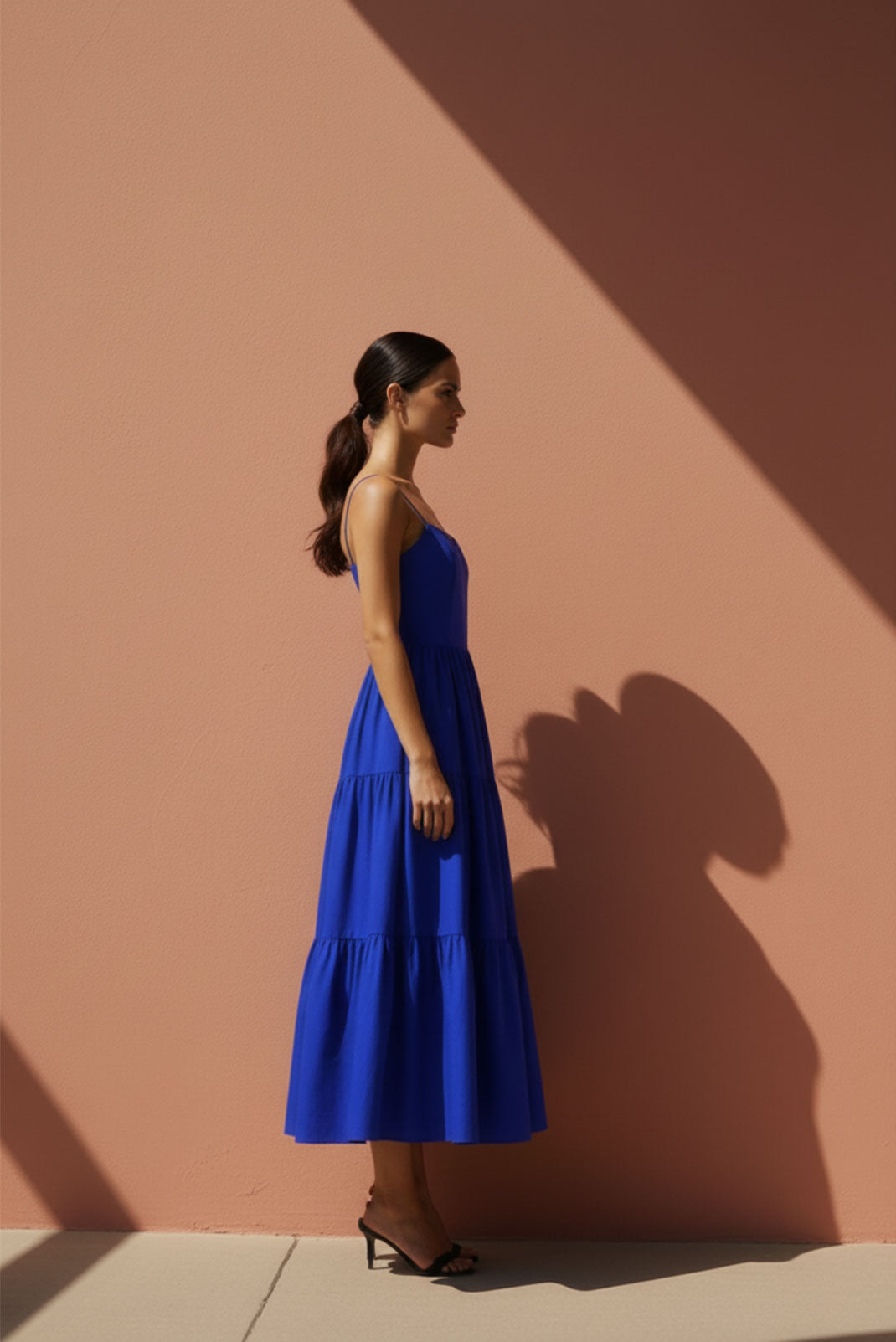 Cobalt Blue Tiered Midi Dress
