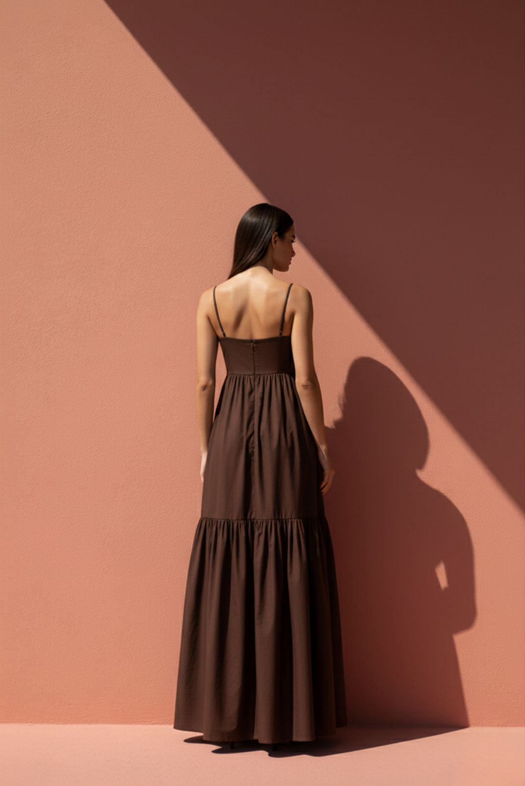 Umber Brown Two-Tier Maxi Dress
