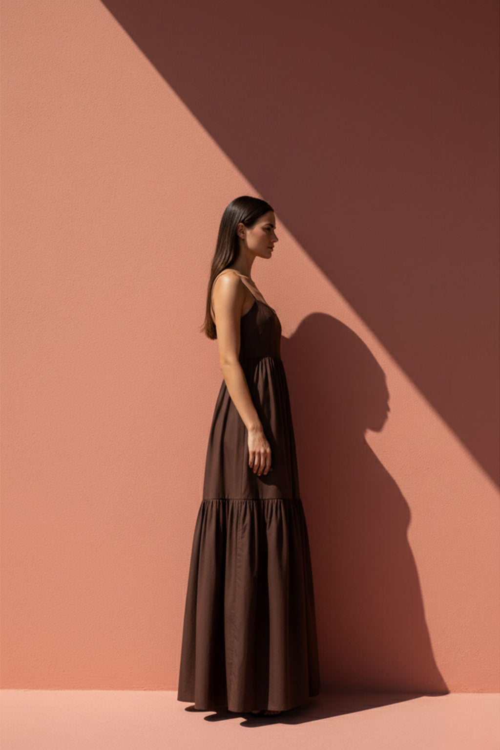 Umber Brown Two-Tier Maxi Dress