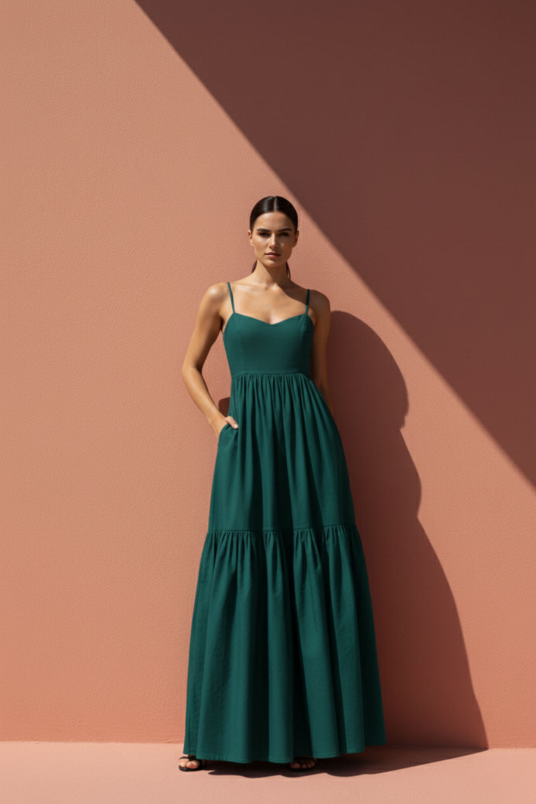 Verdant Green Two-Tier Maxi Dress