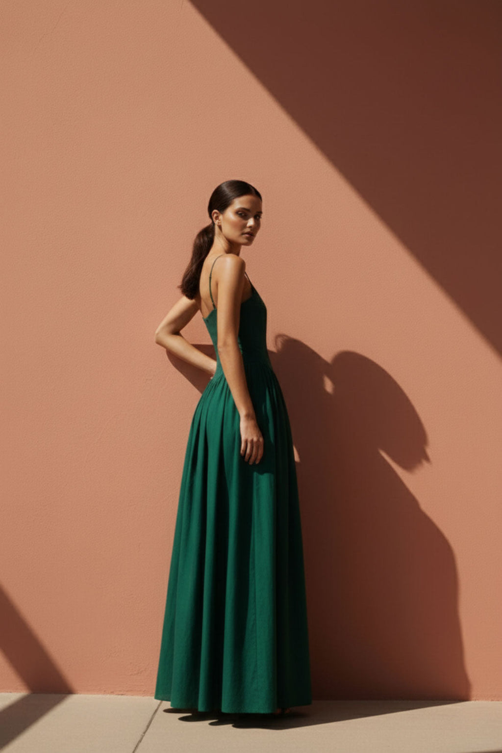 Verdant Green Drop-Waist Maxi Dress
