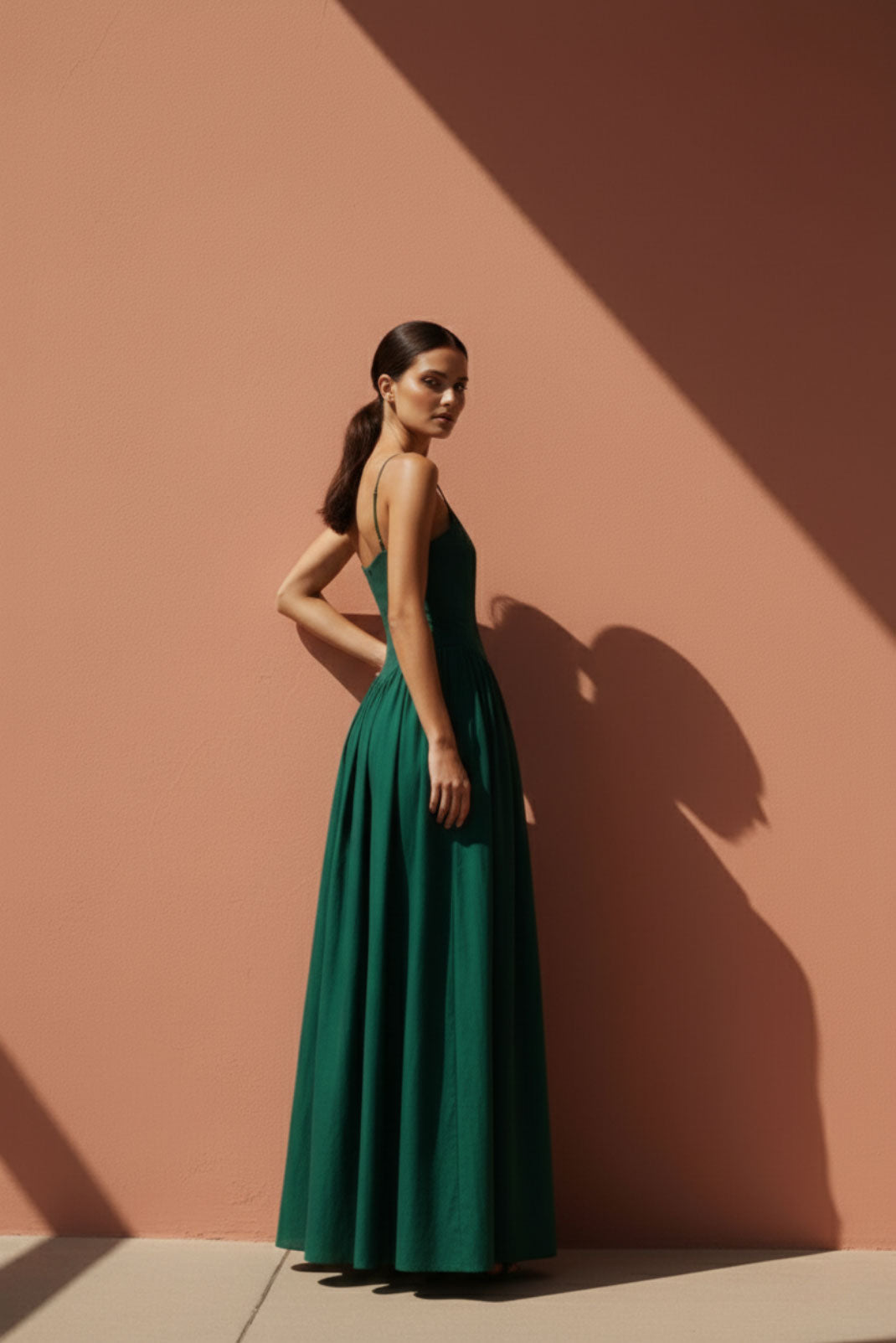 Verdant Green Drop-Waist Maxi Dress