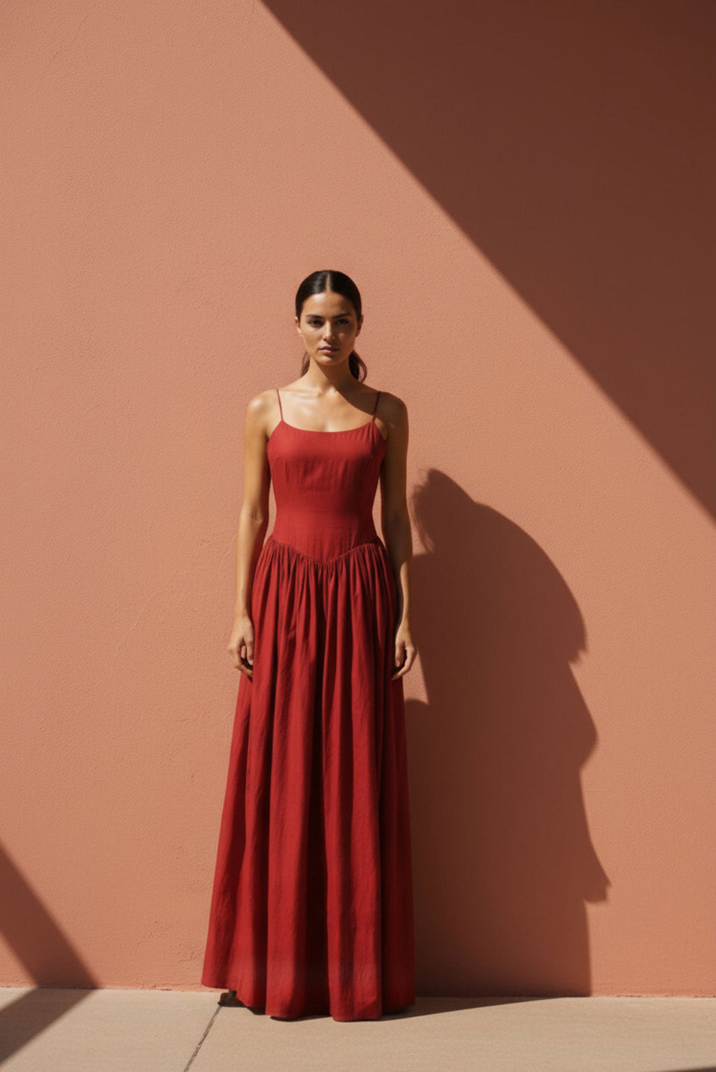 Sienna Red Drop-Waist Maxi Dress
