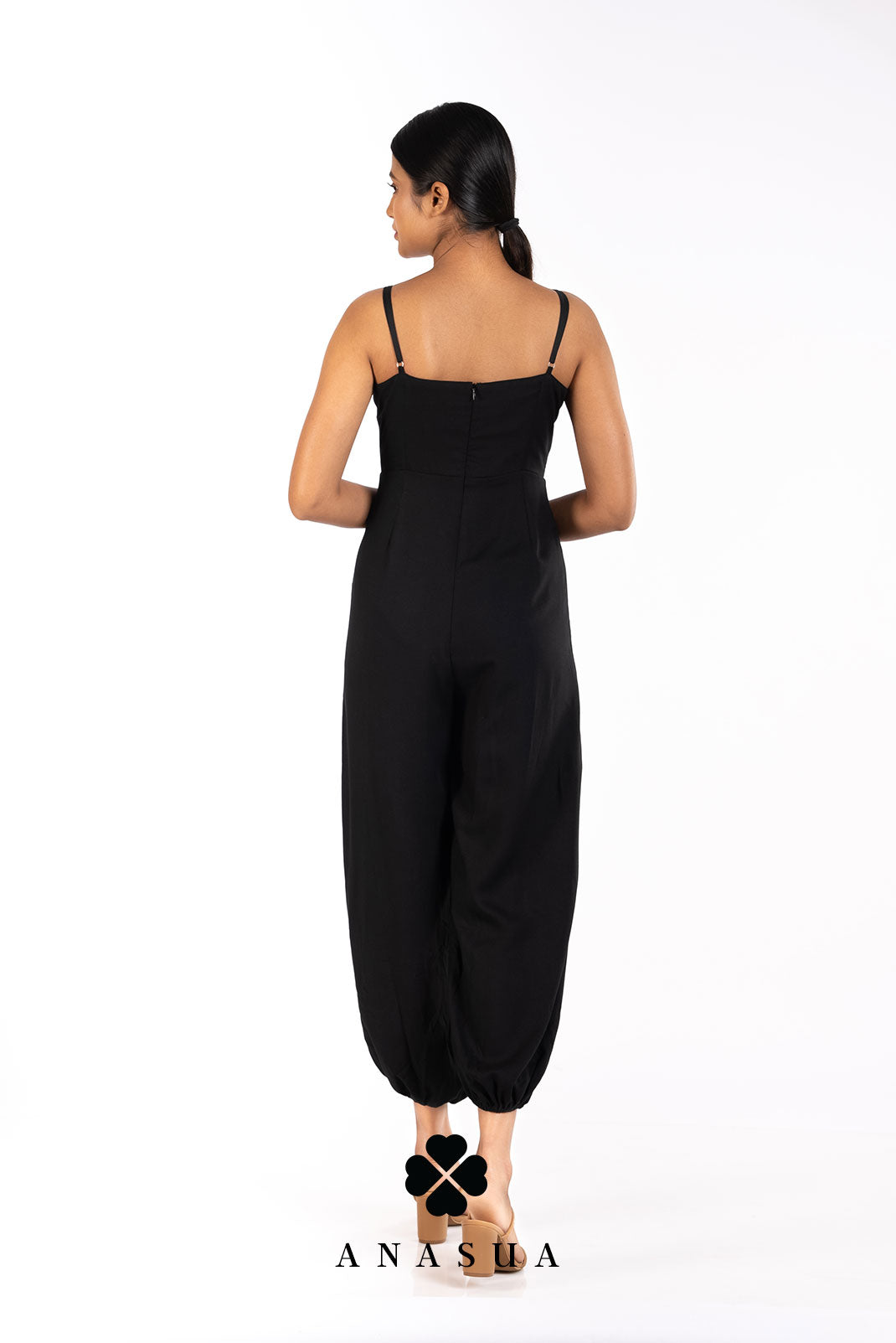 Black Spaghetti Strap Jumpsuit | Anasua