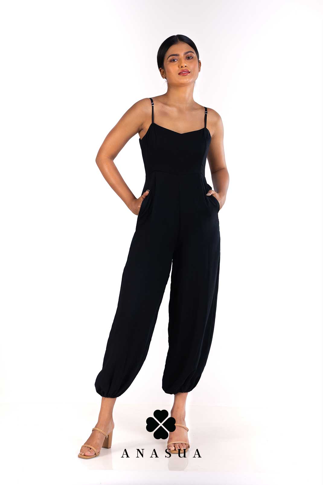 Black Spaghetti Strap Jumpsuit | Anasua