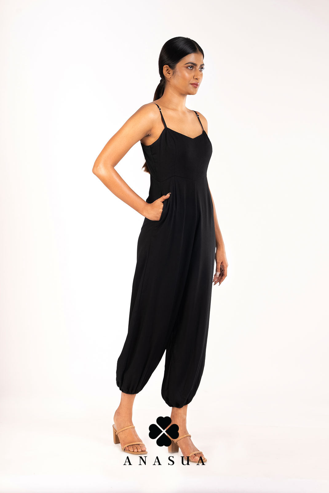 Black Spaghetti Strap Jumpsuit | Anasua