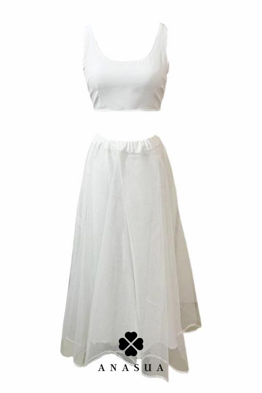 White Net Can-Can Lehenga Skirt Image by Anasua - shopanasua