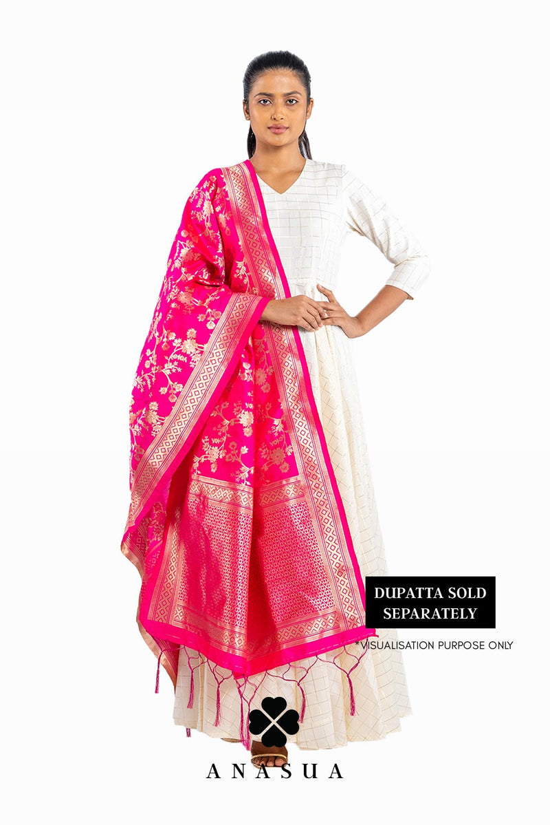 Floral Pink Banarasi Dupatta | Anasua