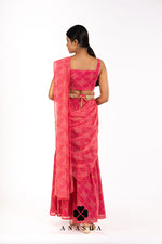 Pink Bandhani Sharara Saree Pant Set | Anasua