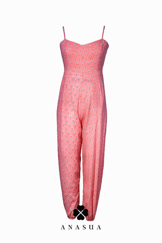 Pink Floral Spaghetti Strap Jumpsuit | Anasua