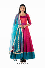 Purple and Turquoise Anarkali Dress Set | Anasua