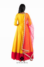 Yellow and Pink Anarkali Dress Set | Anasua